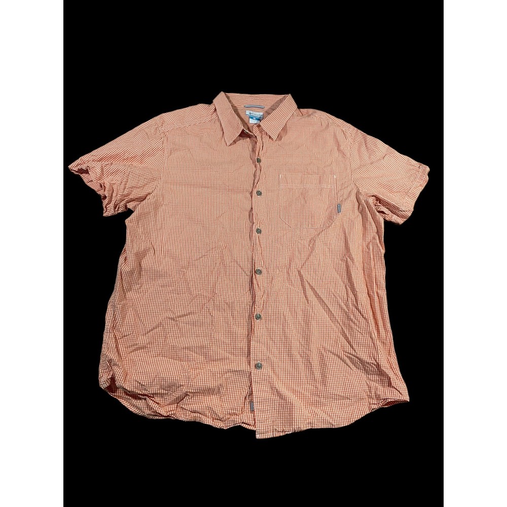 Columbia Shirt Men's XL Orange/White Short Sleeve Casual Button Down